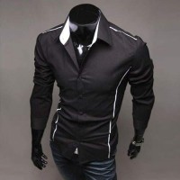 Chemise Homme Elegance Fashion classique Slim Fit Noir